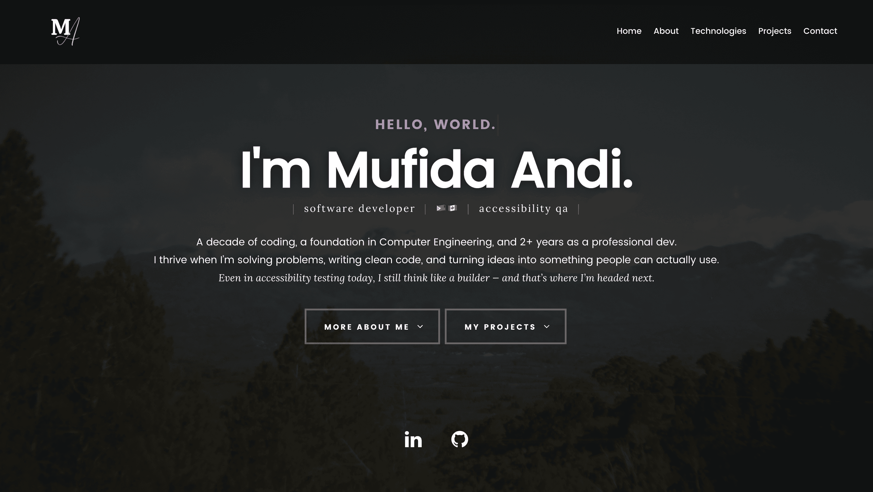 Screenshot of Portfolio Website v1 - My first portfolio website built with vanilla technologies. Demonstrates strong ...